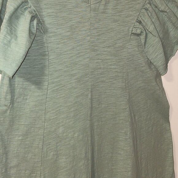 Bottle green cold shoulder flutter sleeve princess seam dress size Large - Picture 5 of 8